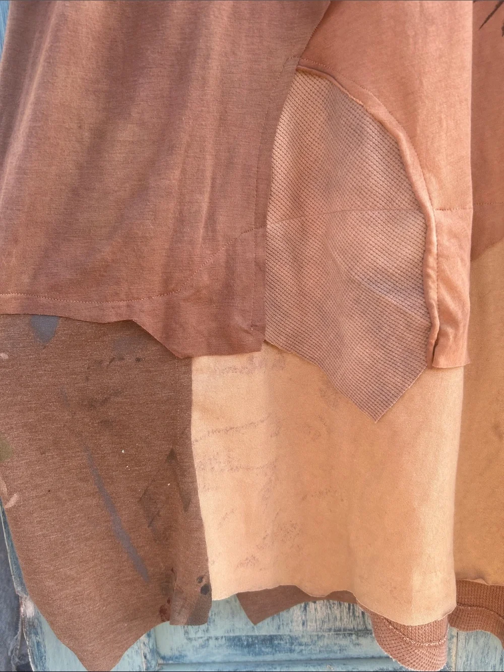 Upcycled patchwork t shirt maxi skirt